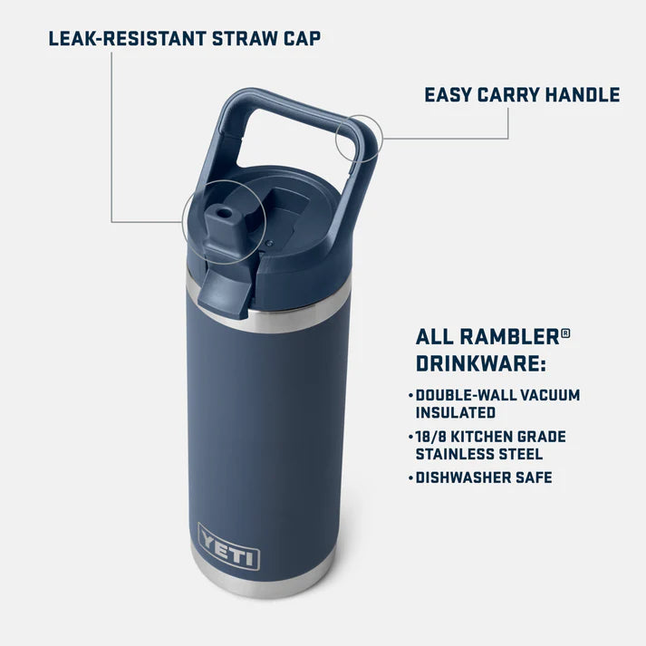 YETI Rambler 18oz (532ml) Flip-Straw Bottle - Olive/King Crab Orange