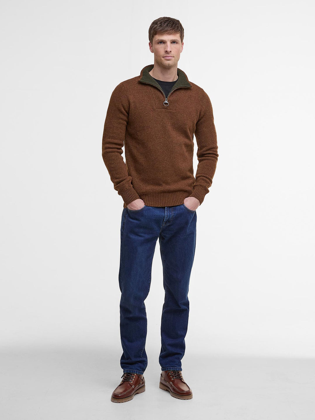Barbour Nelson Essential Half Zip Dark Sand
