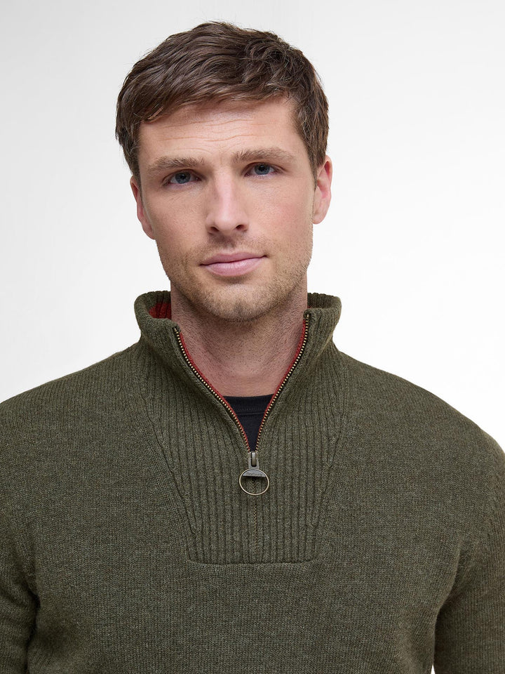 Barbour Nelson Essential Half Zip Jumper Seaweed
