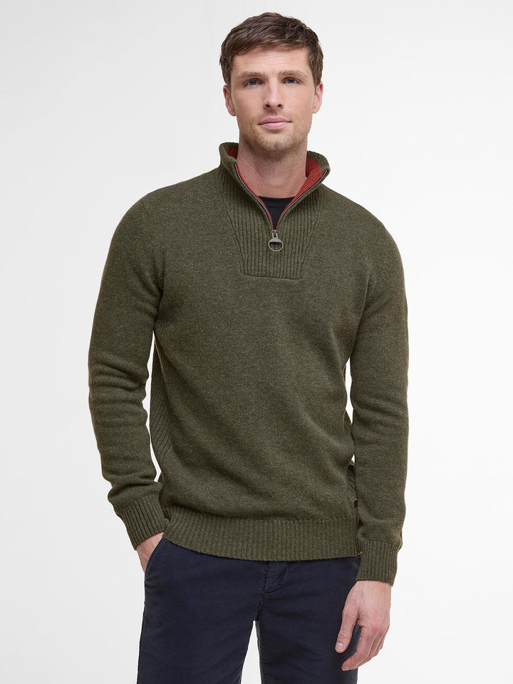 Barbour Nelson Essential Half Zip Jumper Seaweed