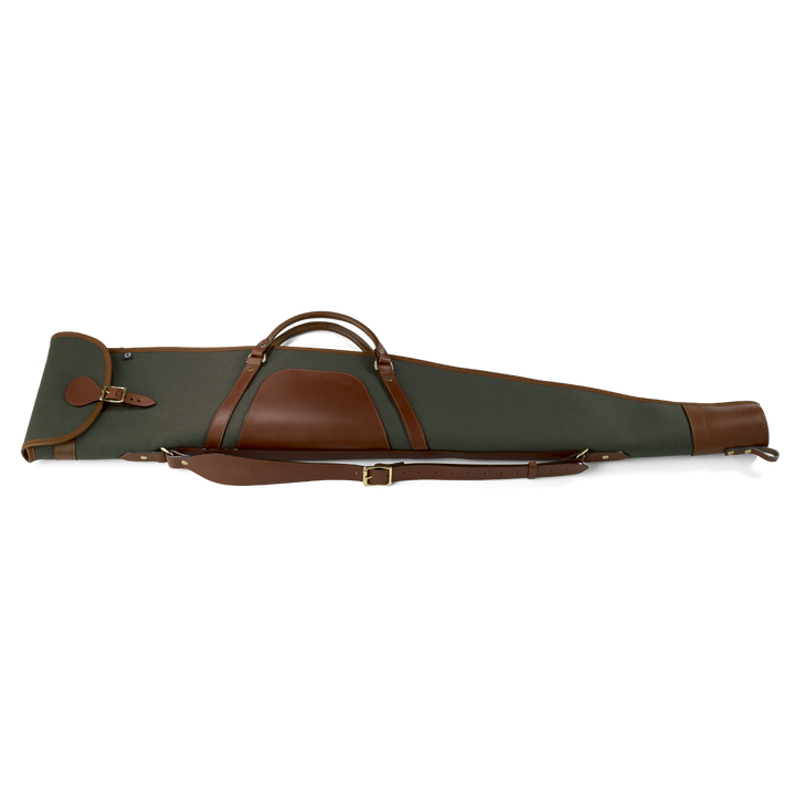 Croots Rosedale Canvas Bipod Rifle Slip With Flap, Zip And Carry Handles - Loden Green With Tan Handles