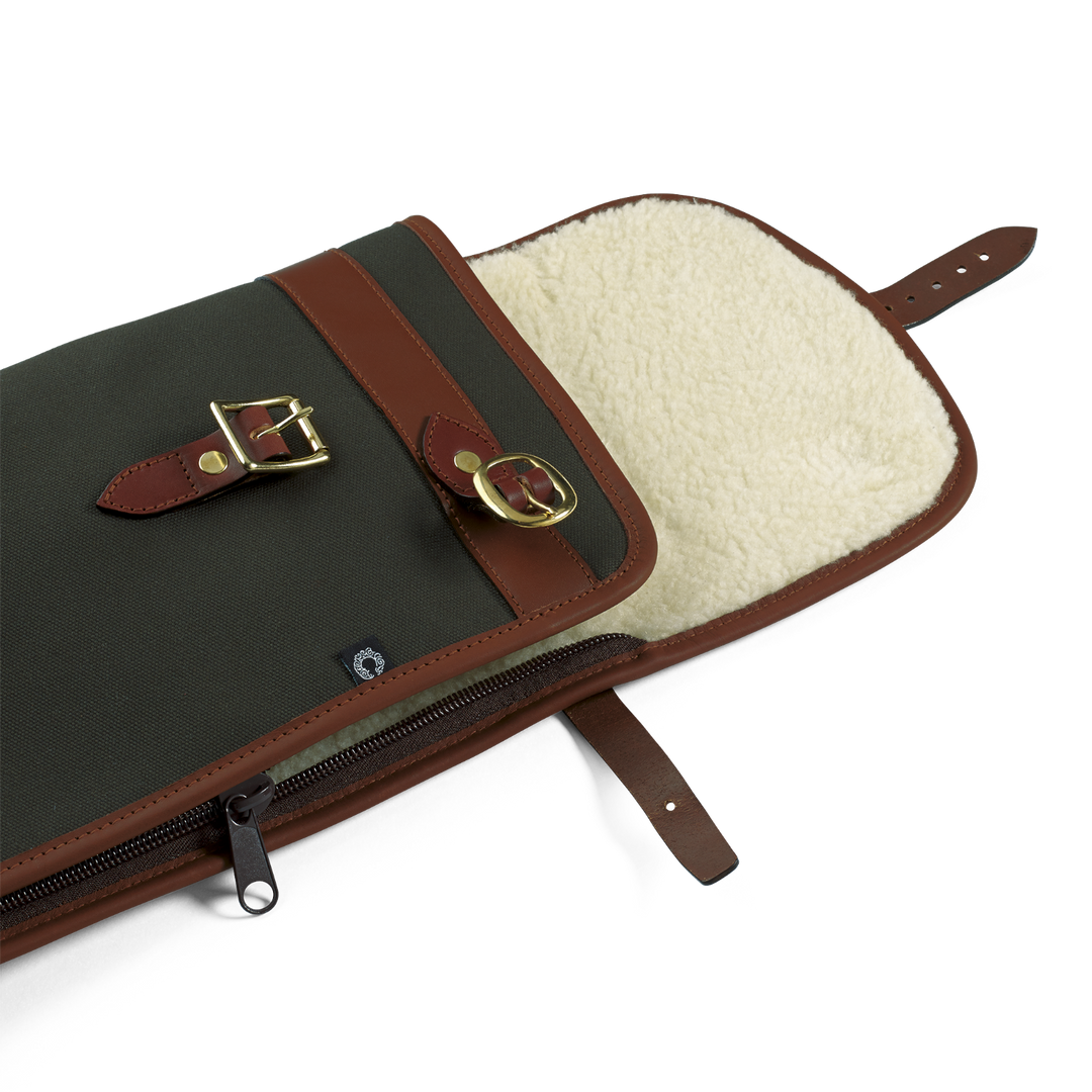 Croots Rosedale Canvas Bipod Rifle Slip With Flap, Zip And Carry Handles - Loden Green With Tan Handles