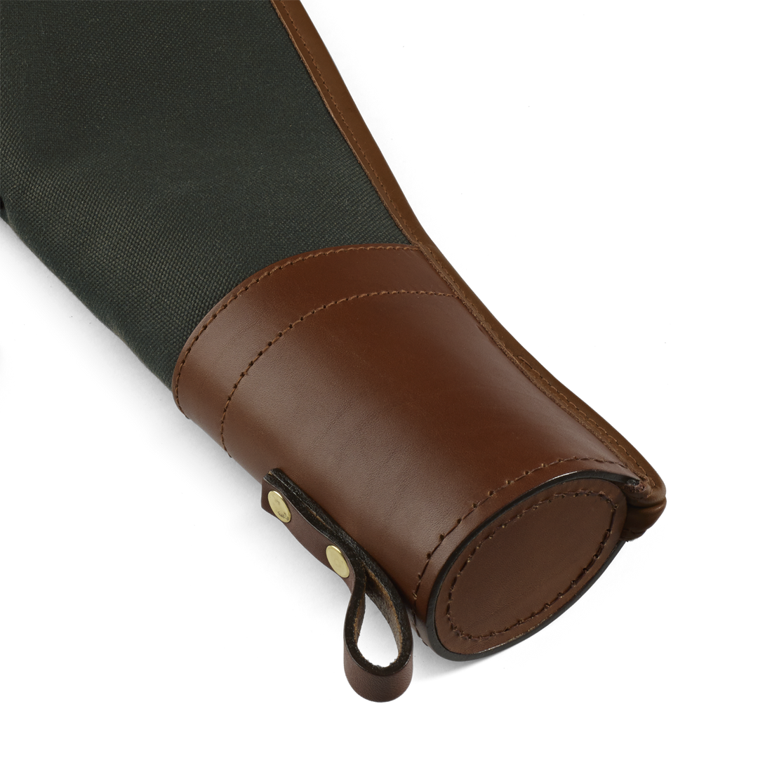 Croots Rosedale Canvas Bipod Rifle Slip With Flap, Zip And Carry Handles - Loden Green With Tan Handles