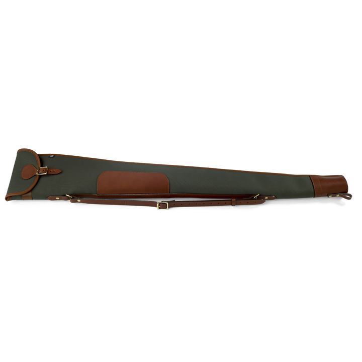 Croots Rosedale Canvas Shotgun Slip With Flap And Zip (Loden Green With Tan Leather)