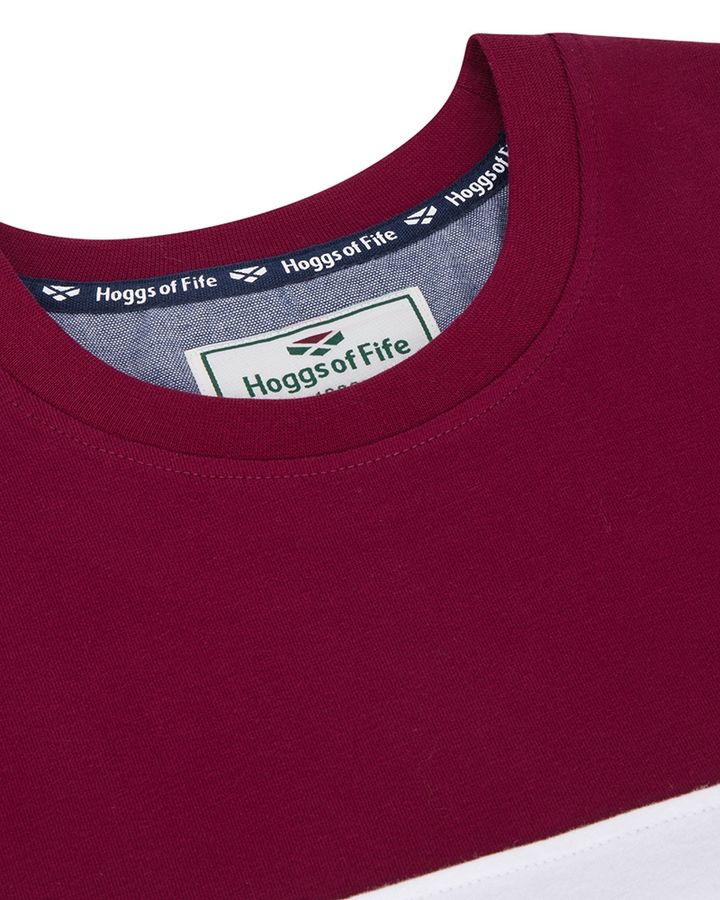Hoggs of Fife Dalbeattie Colour Block T-Shirt - Burgundy