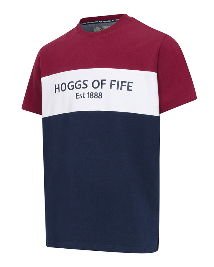 Hoggs of Fife Dalbeattie Colour Block T-Shirt - Burgundy