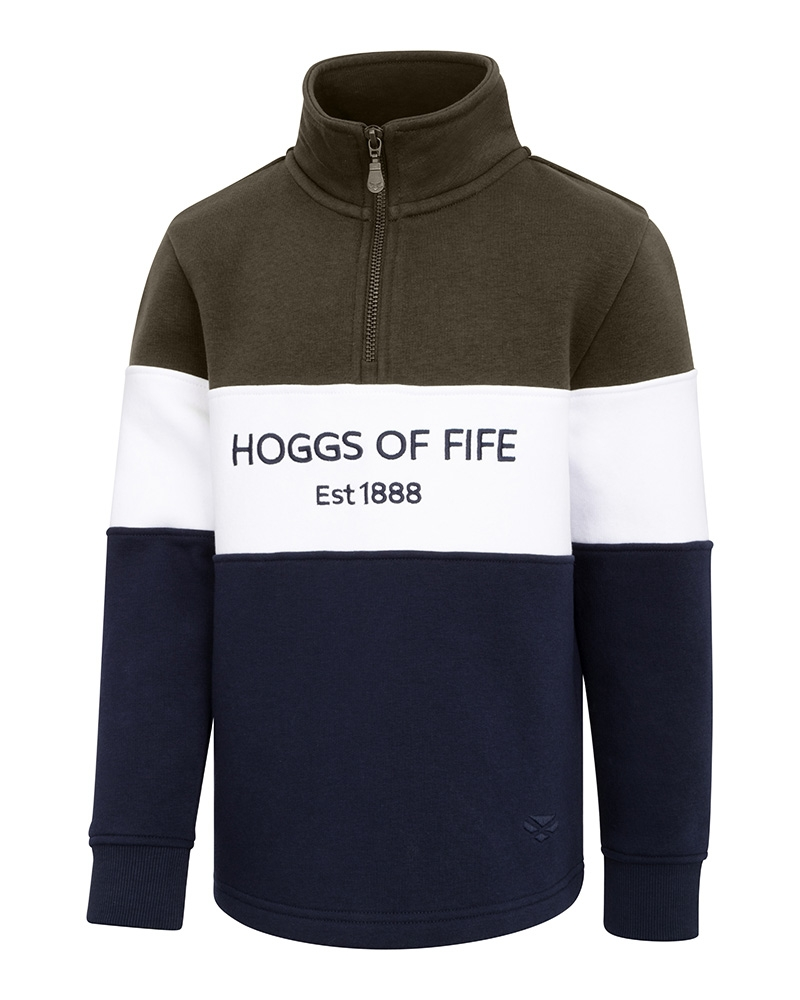Hoggs Of Fife Dumfries 1888 Junior 1/4 Zip Sweatshirt Forest/White/Navy