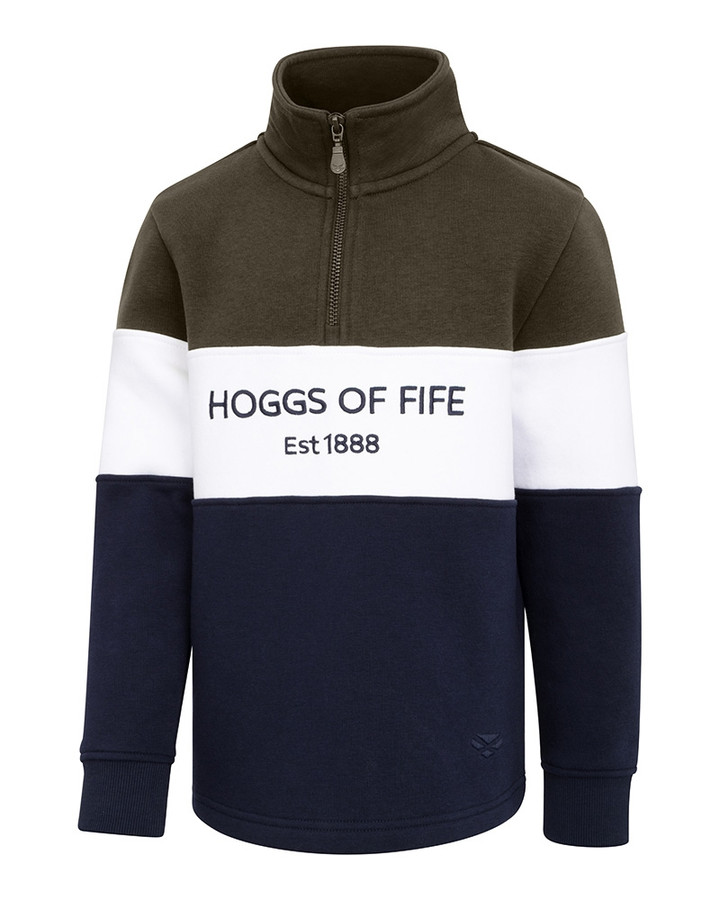 Hoggs Of Fife Dumfries 1888 Junior 1/4 Zip Sweatshirt Forest/White/Navy
