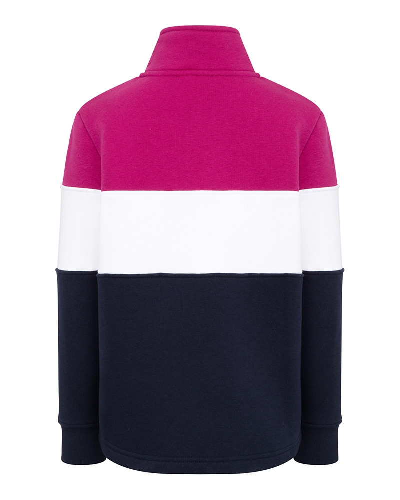 Hoggs Of Fife Dumfries 188 Junior 1/4 Zip Sweatshirt Berry/White/Navy
