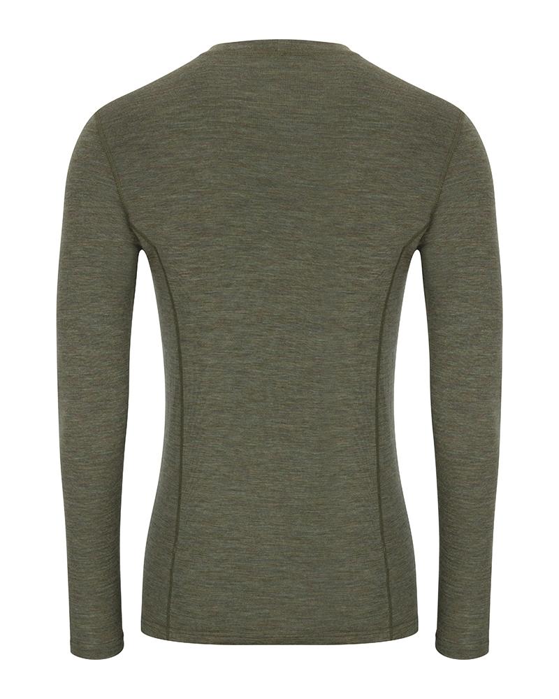 Hoggs Of Fife 100% Merino Wool Crew Neck Base Layer Long Sleeve Green