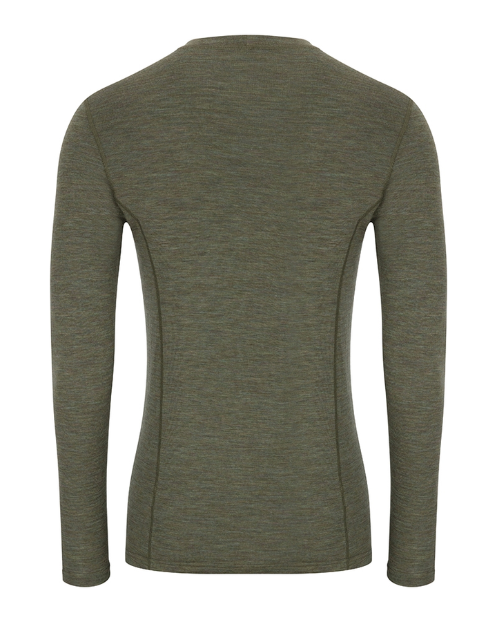 Hoggs Of Fife 100% Merino Wool Crew Neck Base Layer Long Sleeve Green