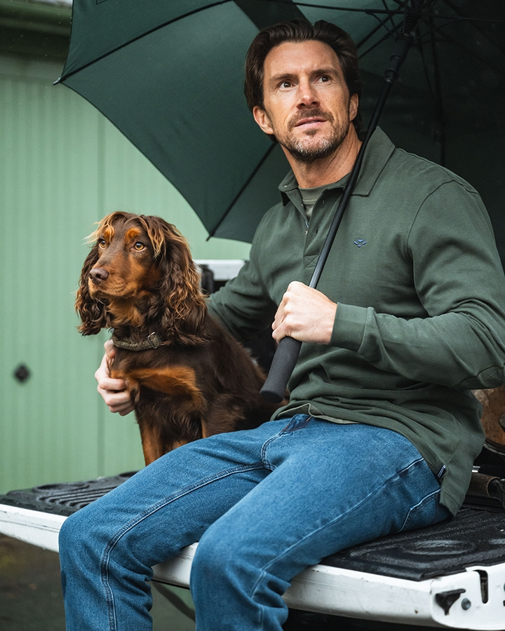 Hoggs of Fife Moffat Long Sleeve Rugby Shirt - Forest Green