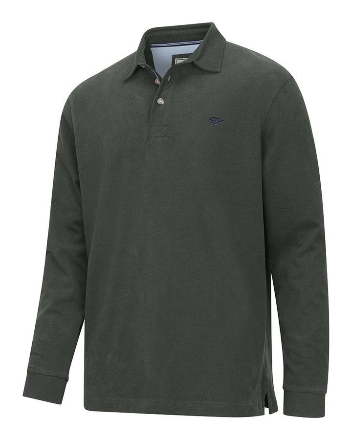 Hoggs of Fife Moffat Long Sleeve Rugby Shirt - Forest Green