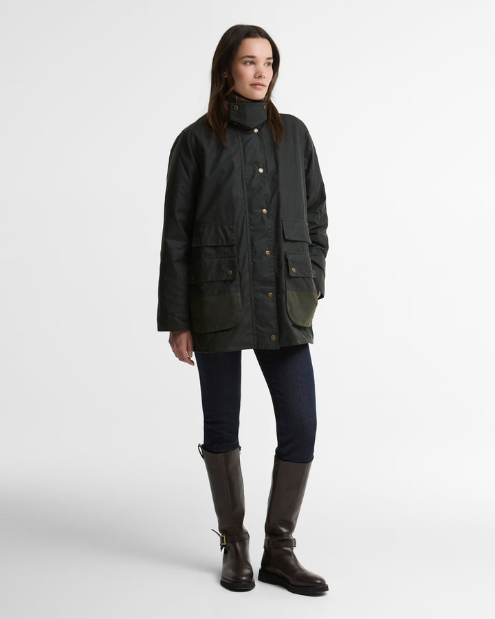 Barbour Modern Border Wax Jacket Sage/Classic