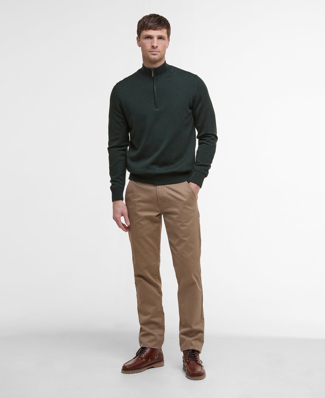 Barbour Gamlin Half Zip Knitted Jumper Olive