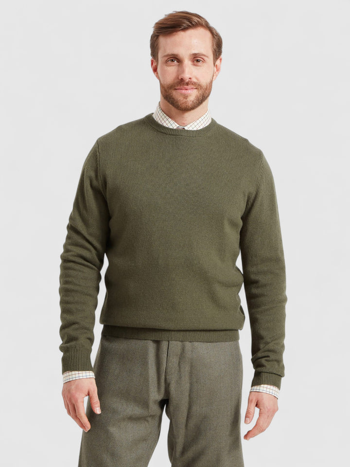 Schoffel Lewis Lambswool Crew Neck Jumper Woodland