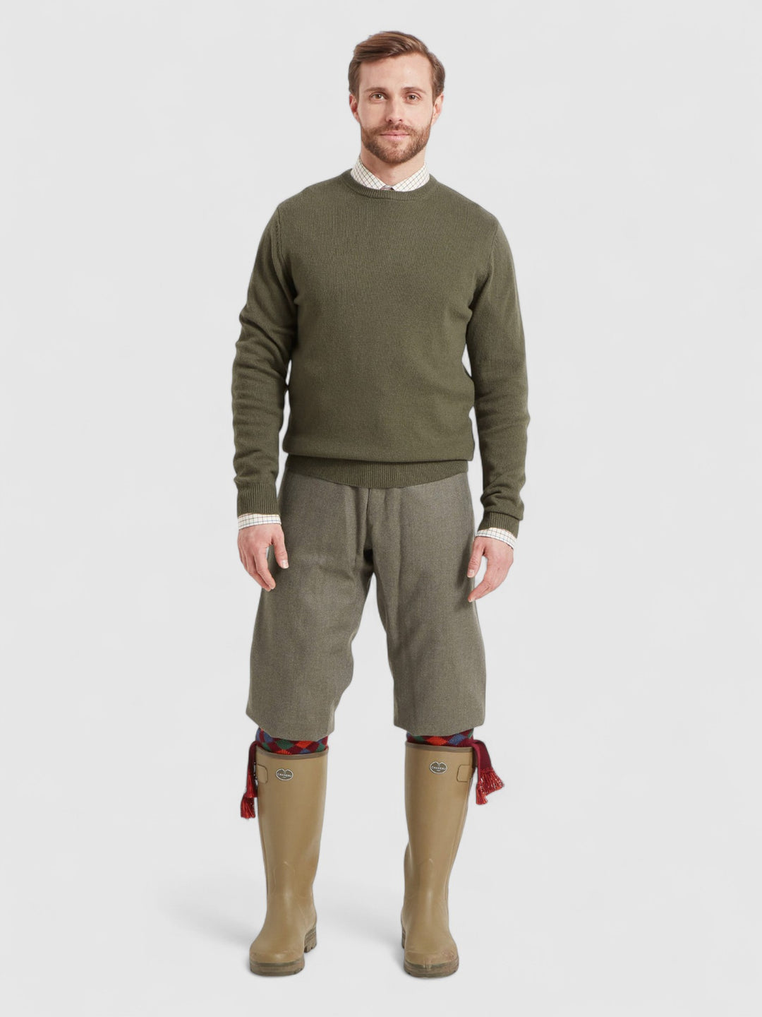 Schoffel Lewis Lambswool Crew Neck Jumper Woodland