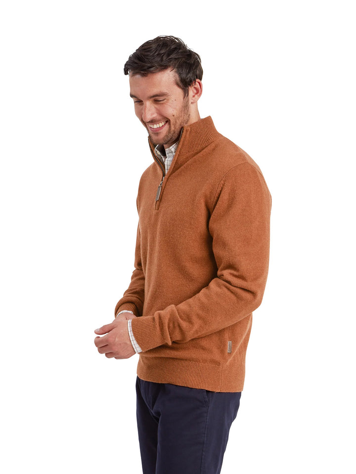 Schoffel Lewis Lambswool Quarter Zip Jumper Brick
