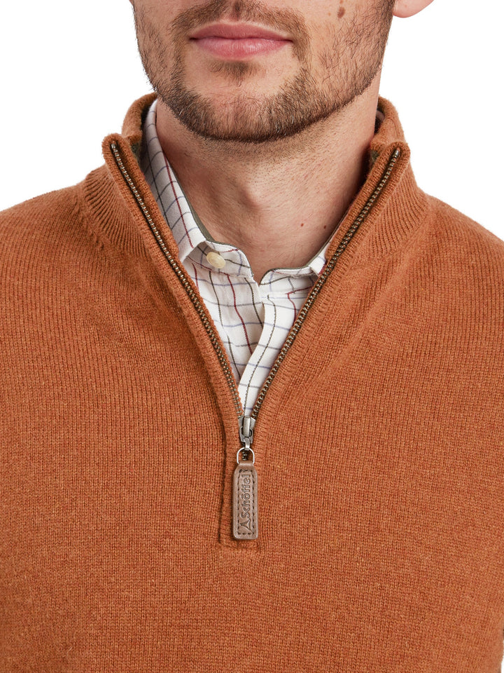 Schoffel Lewis Lambswool Quarter Zip Jumper Brick
