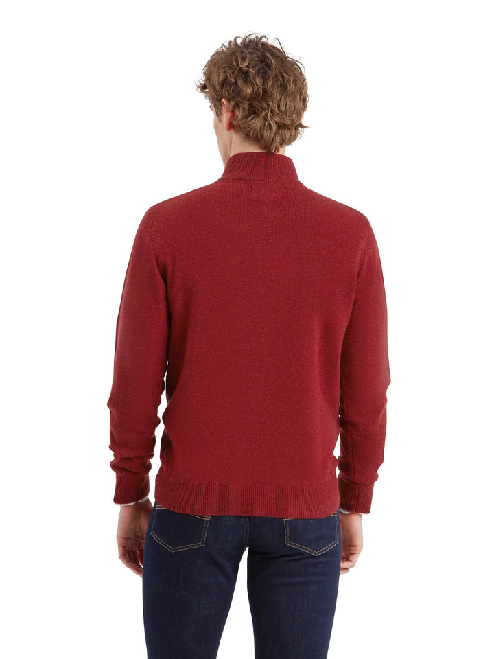 Schoffel Lewis Lambswool Quarter Zip Jumper Deep Red