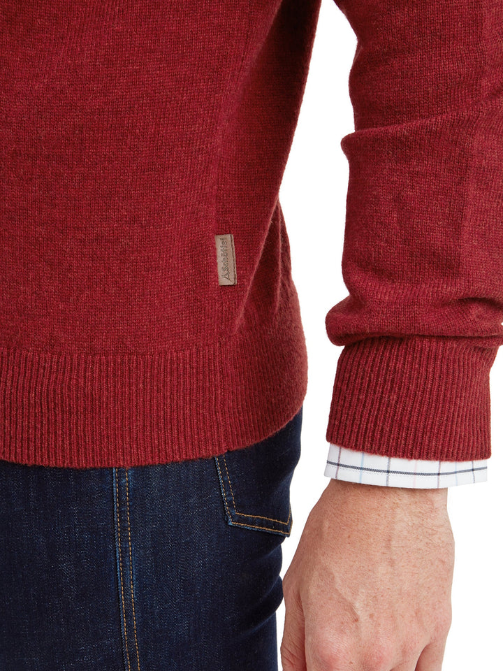Schoffel Lewis Lambswool Quarter Zip Jumper Deep Red