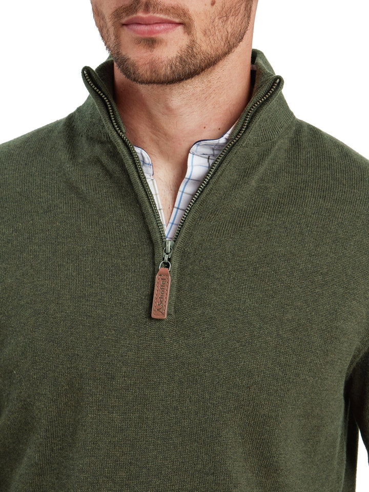 Schoffel Lewis Lambswool Quarter Zip Jumper Woodland
