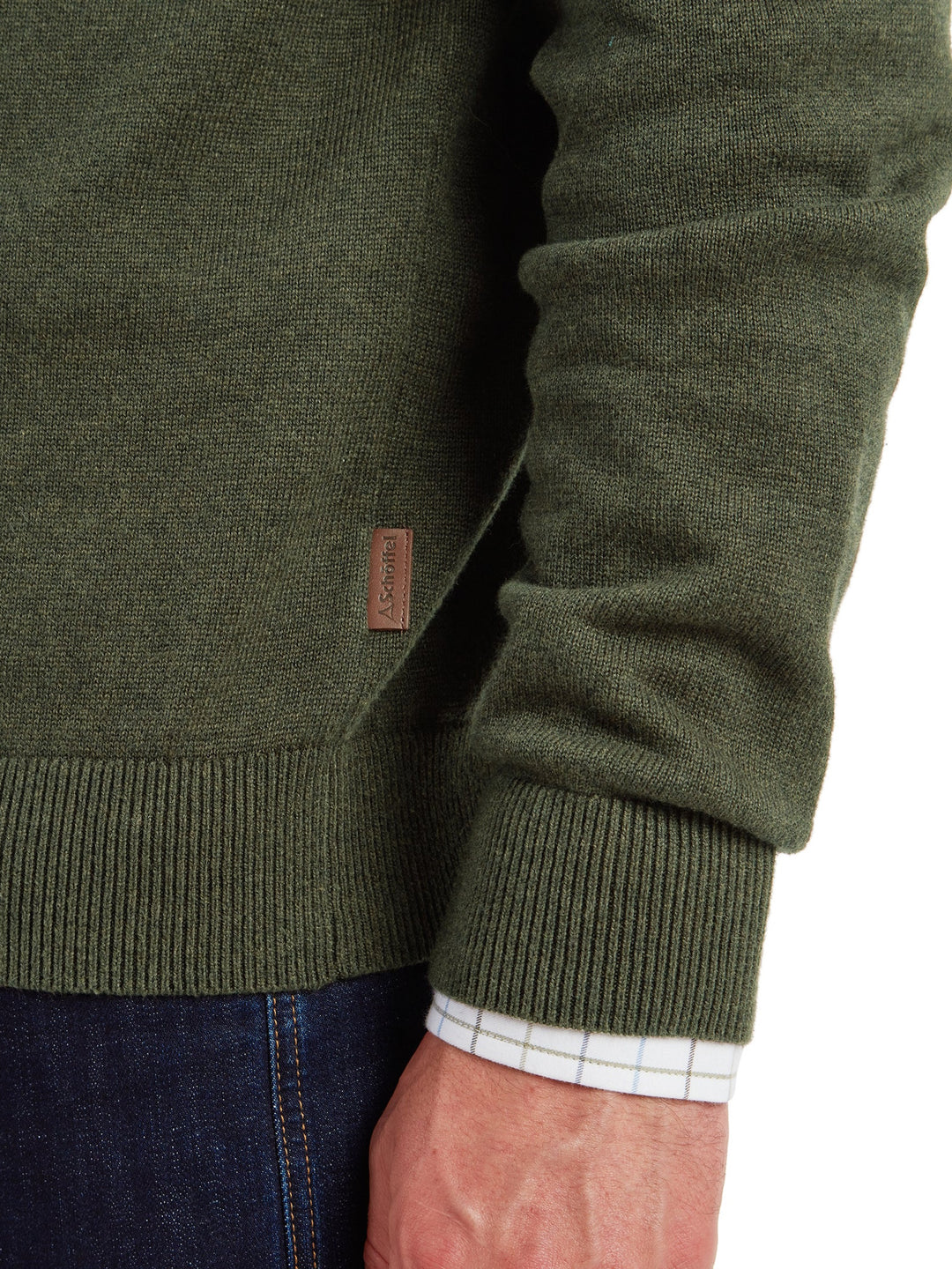 Schoffel Lewis Lambswool Quarter Zip Jumper Woodland