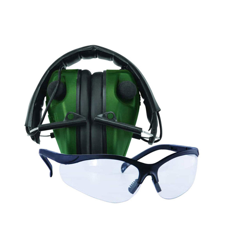 Caldwell E-Max Low Profile Electronic Hearing Protection $ Shooting Glasses Combo