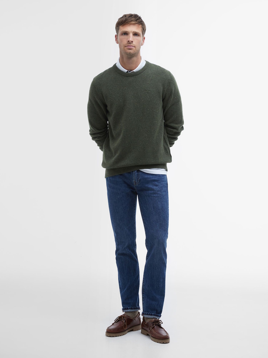 Barbour Essential Tisbury Crew Neck Forest Green