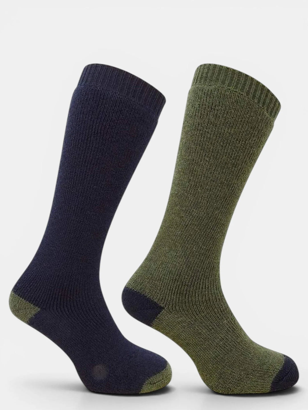 Hoggs Twin Pack Long Welly Socks Green/Navy